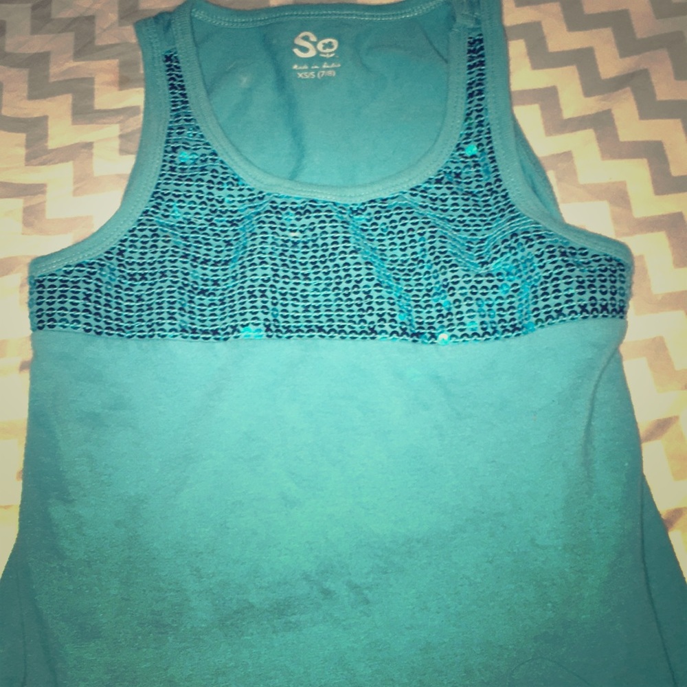 blue sequence tank top